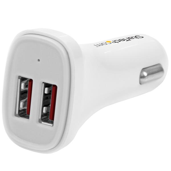 Cargador de Coche USB de Dos Puertos - 24W / 4,8A - Blanco