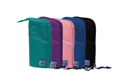 400174354 caja de lápices Estuche suave Poliéster Negro, Lila, Color menta, Marina, Rosa - Pack de 12 unidades