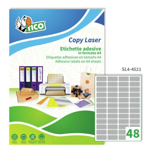 SL4-4521 etiqueta autoadhesiva Rectángulo Permanente Plata 4800 pieza(s)