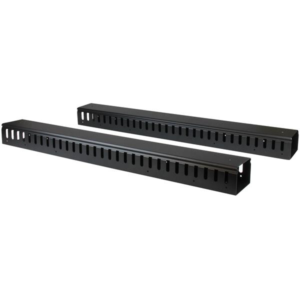 Paquete de 2 Organizadores Verticales 20U con Canaletas Ranuradas - Gestionador Vertical de Cableado - Canalización de Cables de Montaje En Rack Para 40U - 2 x 91 cm