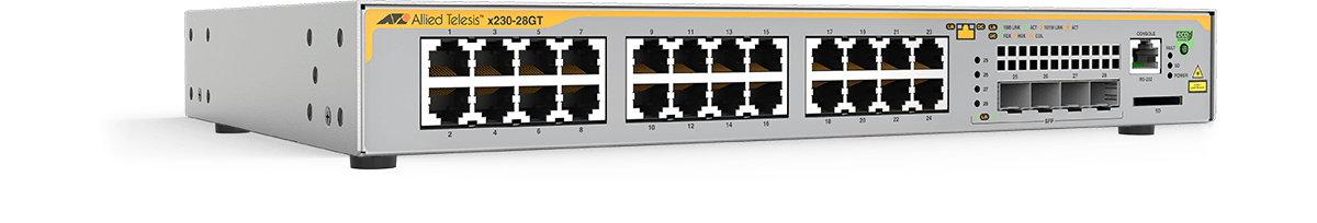 AT-x230-28GT Gestionado L2+/L3 Gigabit Ethernet (10/100/1000) Gris, Amarillo