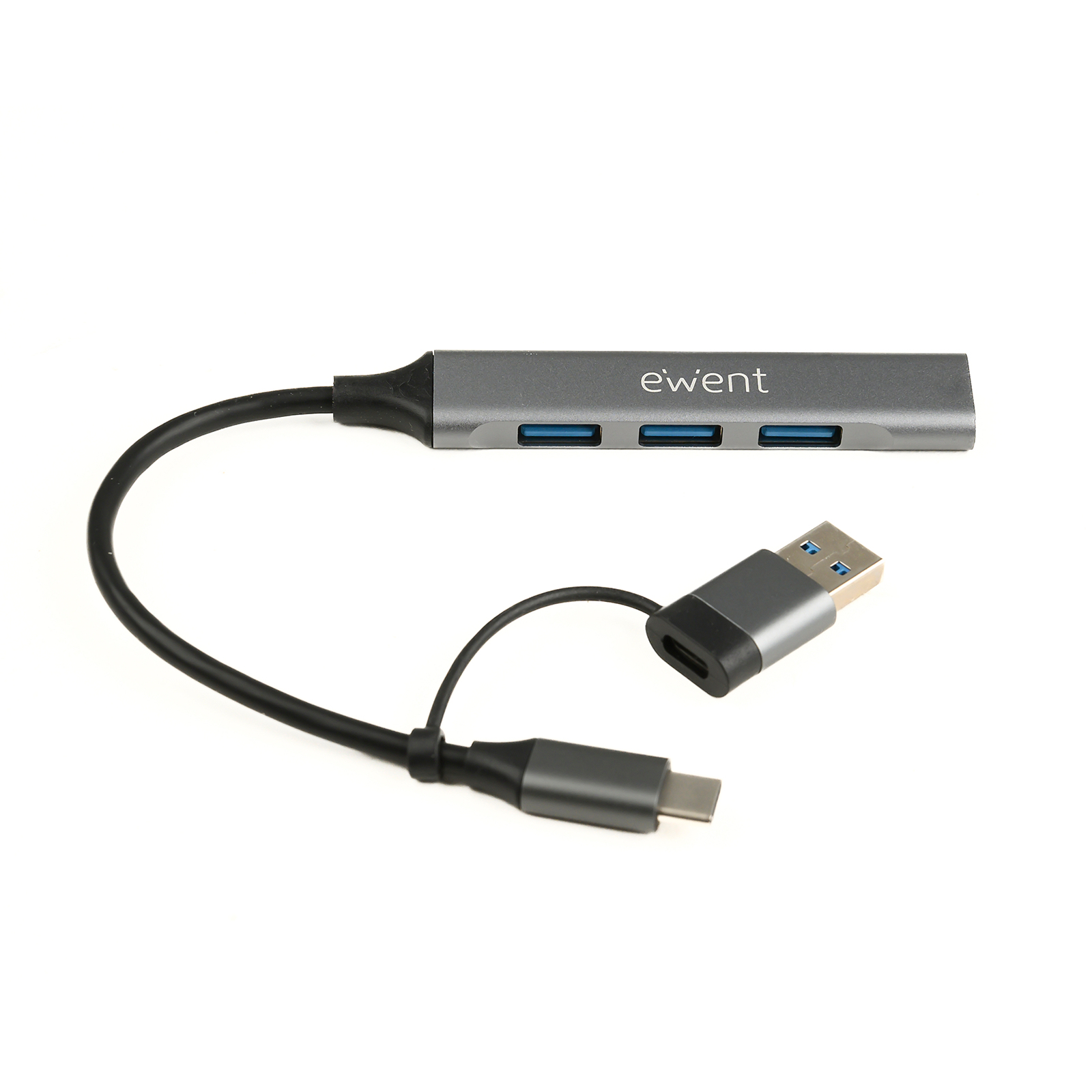 EW1154 hub de interfaz USB 3.2 Gen 1 (3.1 Gen 1) Type-A + Type-C Gris