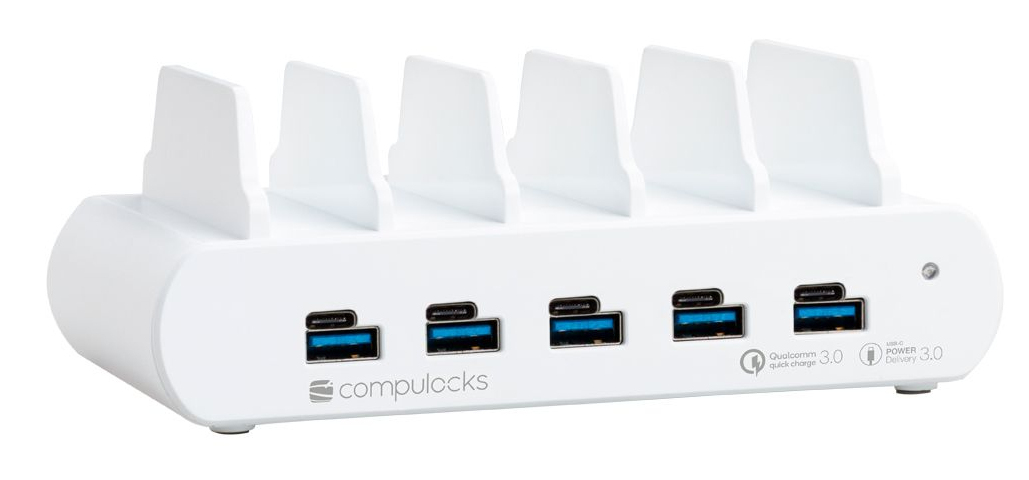 5 Ports USB Charging Dock Station Smartphone, Tableta Blanco Corriente alterna Interior