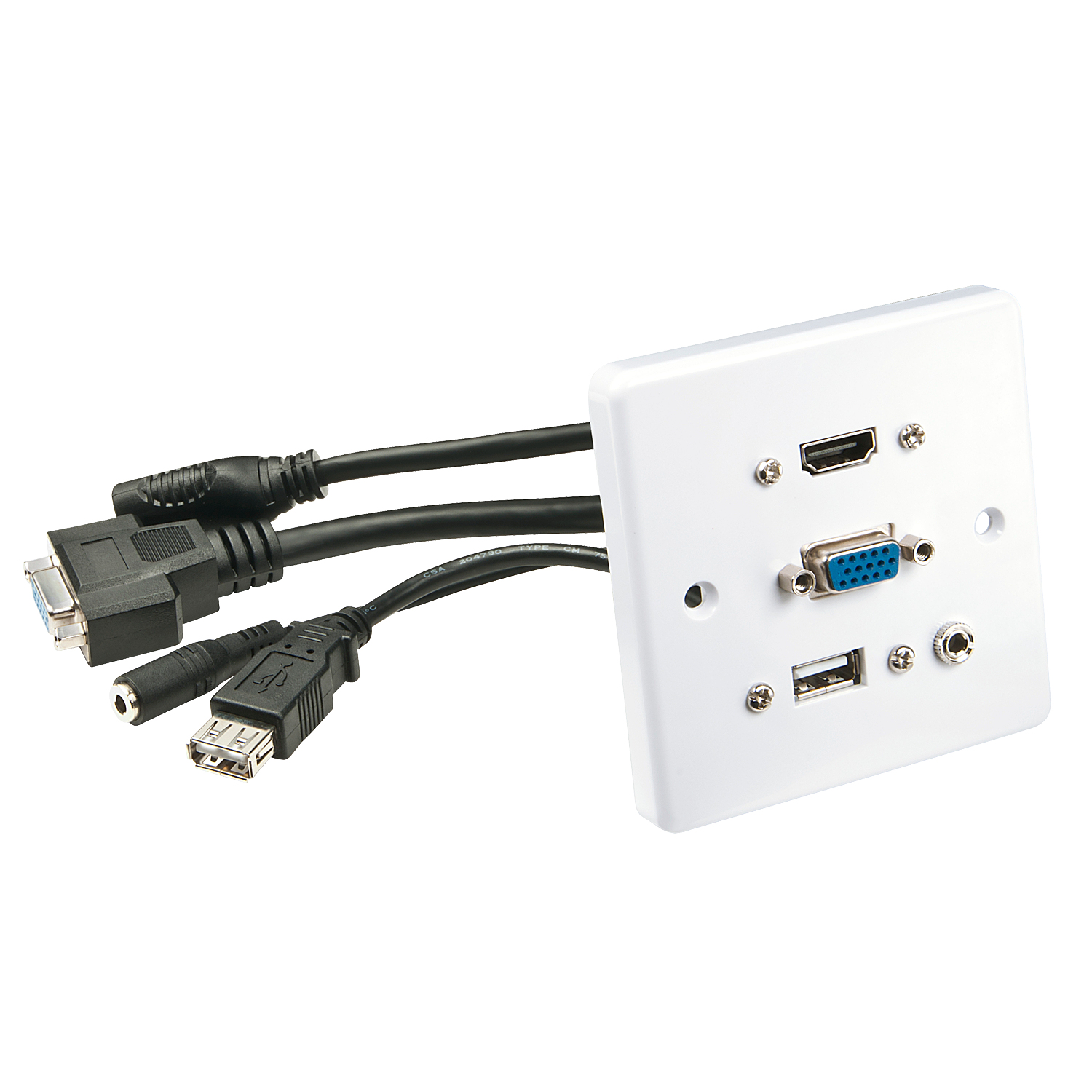 60220 toma de corriente HDMI + VGA + USB A + 3.5mm Blanco