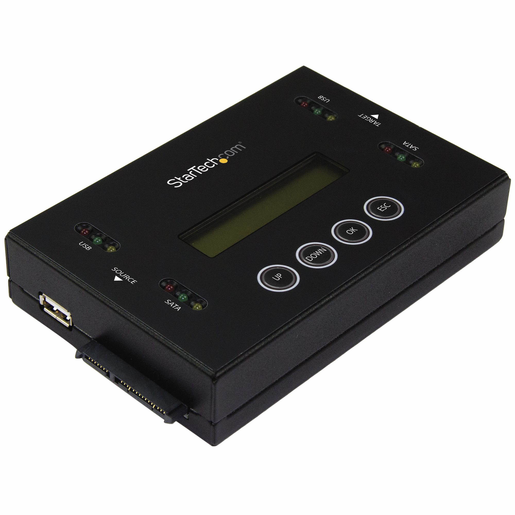 Clonador y Borrador Independiente 1:1 para Memorias USB y Unidades de Disco Duro y SSD SATA - con Pantalla LCD - TAA - Independiente del Sistema Operativo
