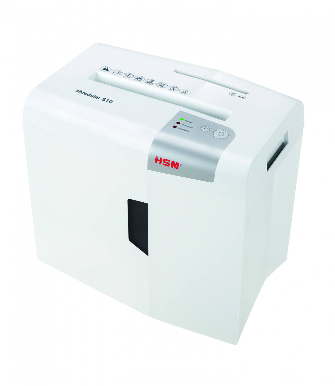 S10 triturador de papel Corte en tiras 58 dB 22 cm Plata, Blanco