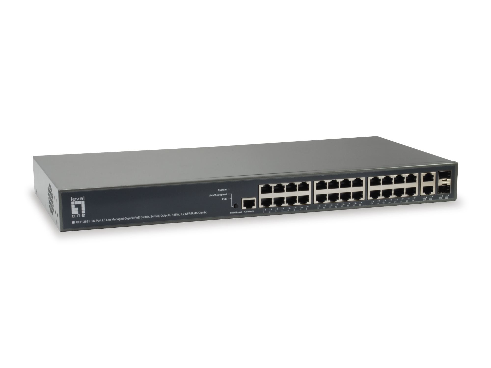 GEP-2681 switch Gestionado L3 Gigabit Ethernet (10/100/1000) Energía sobre Ethernet (PoE) Negro