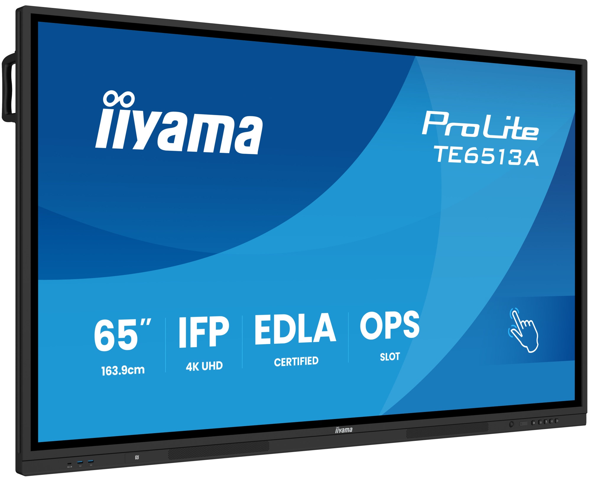 TE6513A-B2AG pantalla de señalización Panel plano interactivo 163,8 cm (64.5") Wifi 500 cd / m² 4K Ultra HD Negro Pantalla táctil Procesador incorporado Android 24/7