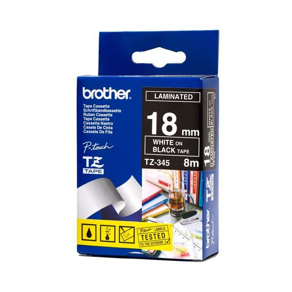 TZ-345 cinta para impresora de etiquetas Blanco sobre negro
