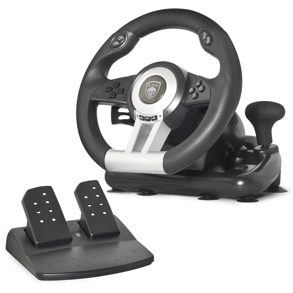 Race Wheel Pro Volante + Pedales PC,Playstation 2,Playstation 3 Analógico/Digital USB Negro, Plata
