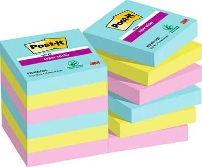 7100242809 nota autoadhesiva Plaza Azul, Verde, Rosa 90 hojas Autoadhesivo