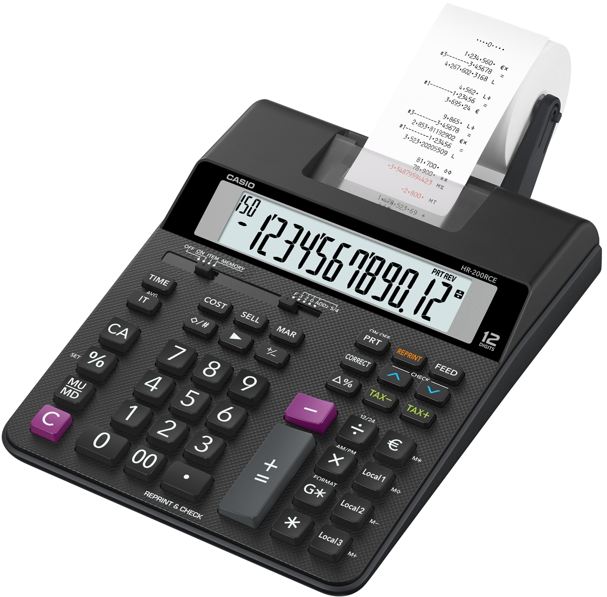 HR-200RCE calculadora Escritorio Calculadora de impresión Negro