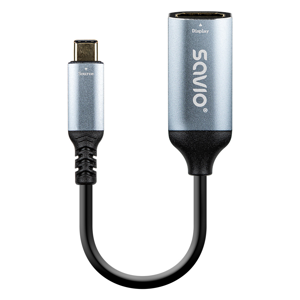 AK-78 adaptador de cable de vídeo 0,015 m USB Tipo C HDMI Negro, Plata