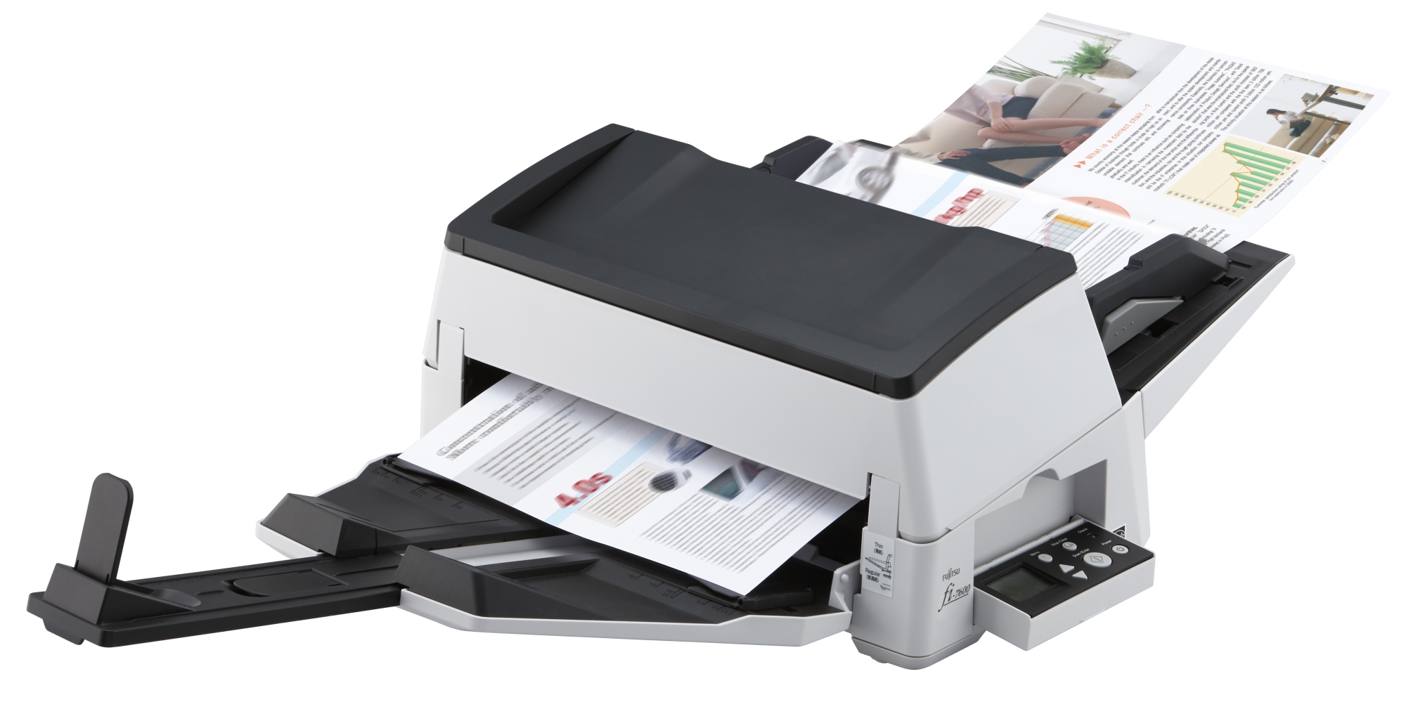 fi-7600 Alimentador automático de documentos (ADF) + escáner de alimentación manual 600 x 600 DPI A3 Negro, Blanco