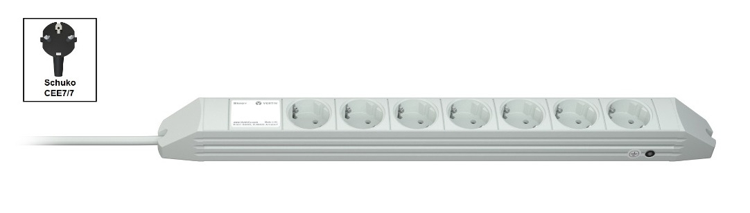 Knürr PDU DI-STRIP, básica, 0U/1U, entrada Schuko de 230 V y 16 A, salidas (7) Schuko