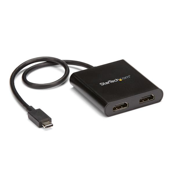 Adaptador USB a HDMI Doble - Hub MST USB Tipo C - Divisor Multiplicador HDMI Doble 4K 30Hz - HDR - con Cable Incorporado Extra Largo - Solamente para Windows