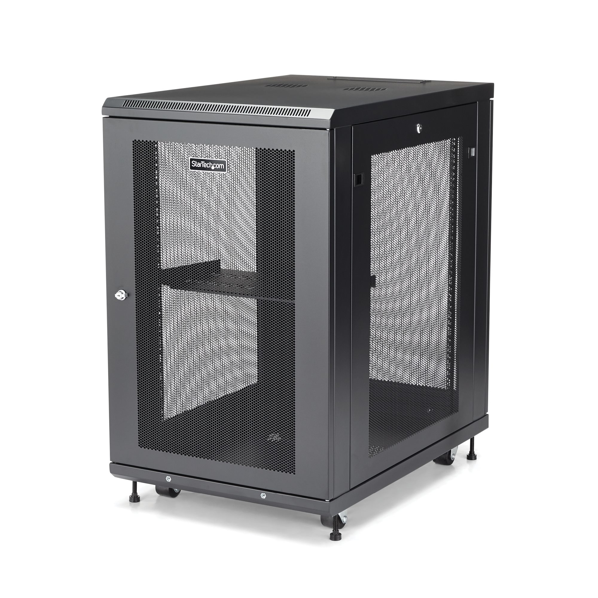 Armario Rack para Servidores 18U 19" 4 Columnas - Rack de Servidores con Cerradura y Seguro - Rack con Ruedas y Carriles de Montaje Ajustables para Equipo de Red