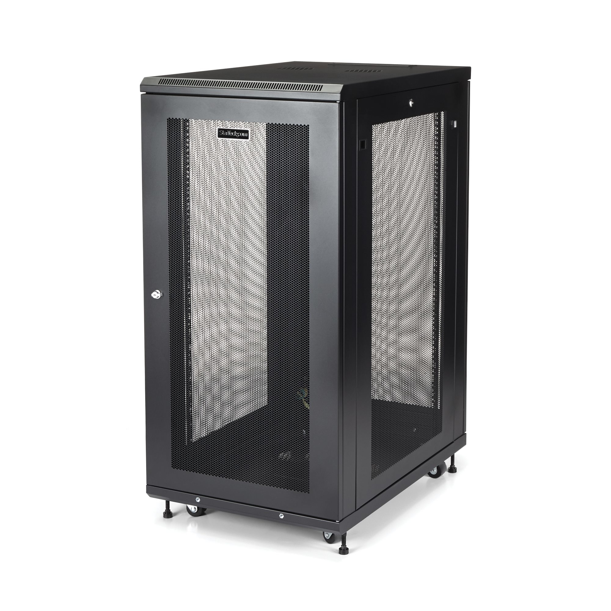Armario Rack para Servidores 24U 19" 4 Columnas - Rack de Servidores con Cerradura y Seguro - Rack con Ruedas y Carriles de Montaje Ajustables para Equipo de Red