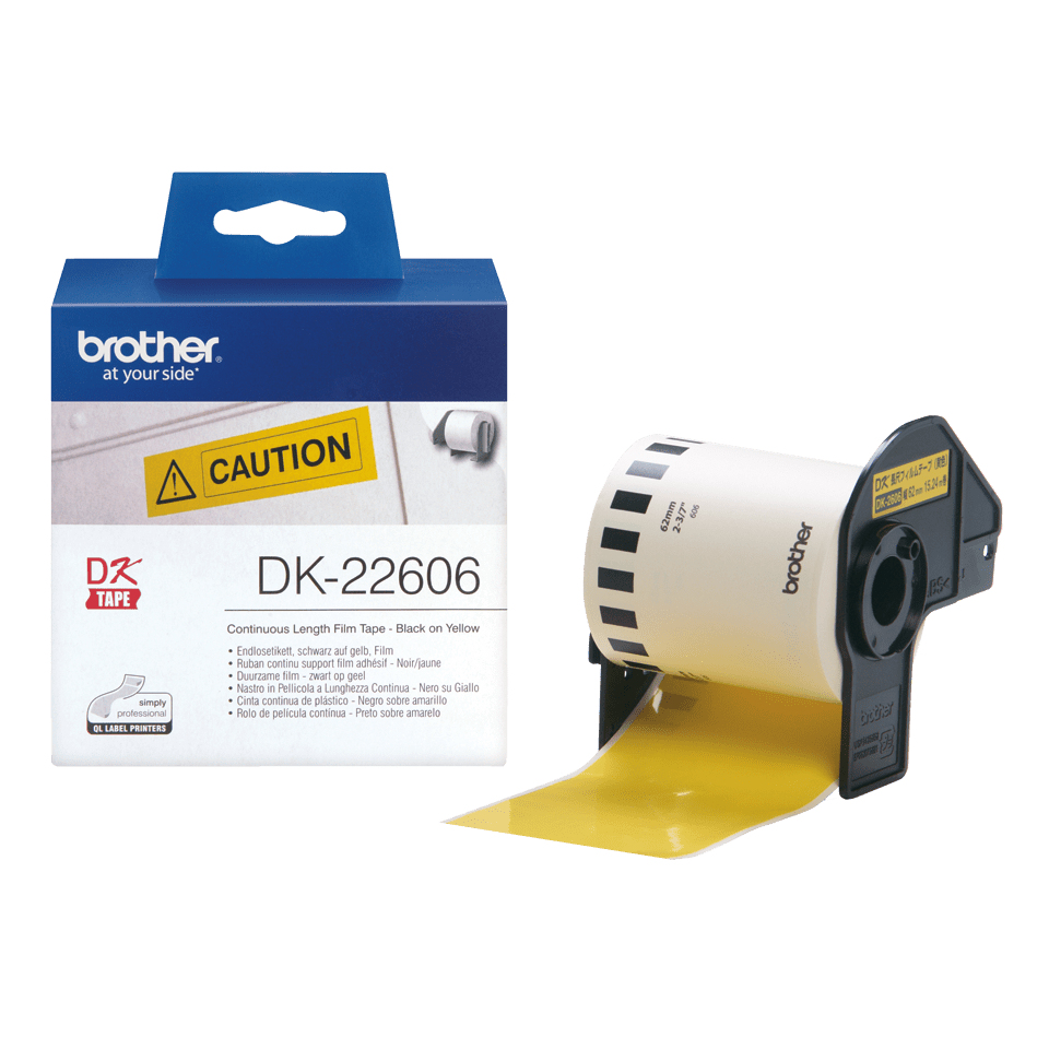 DK-22606 cinta para impresora de etiquetas Negro sobre amarillo