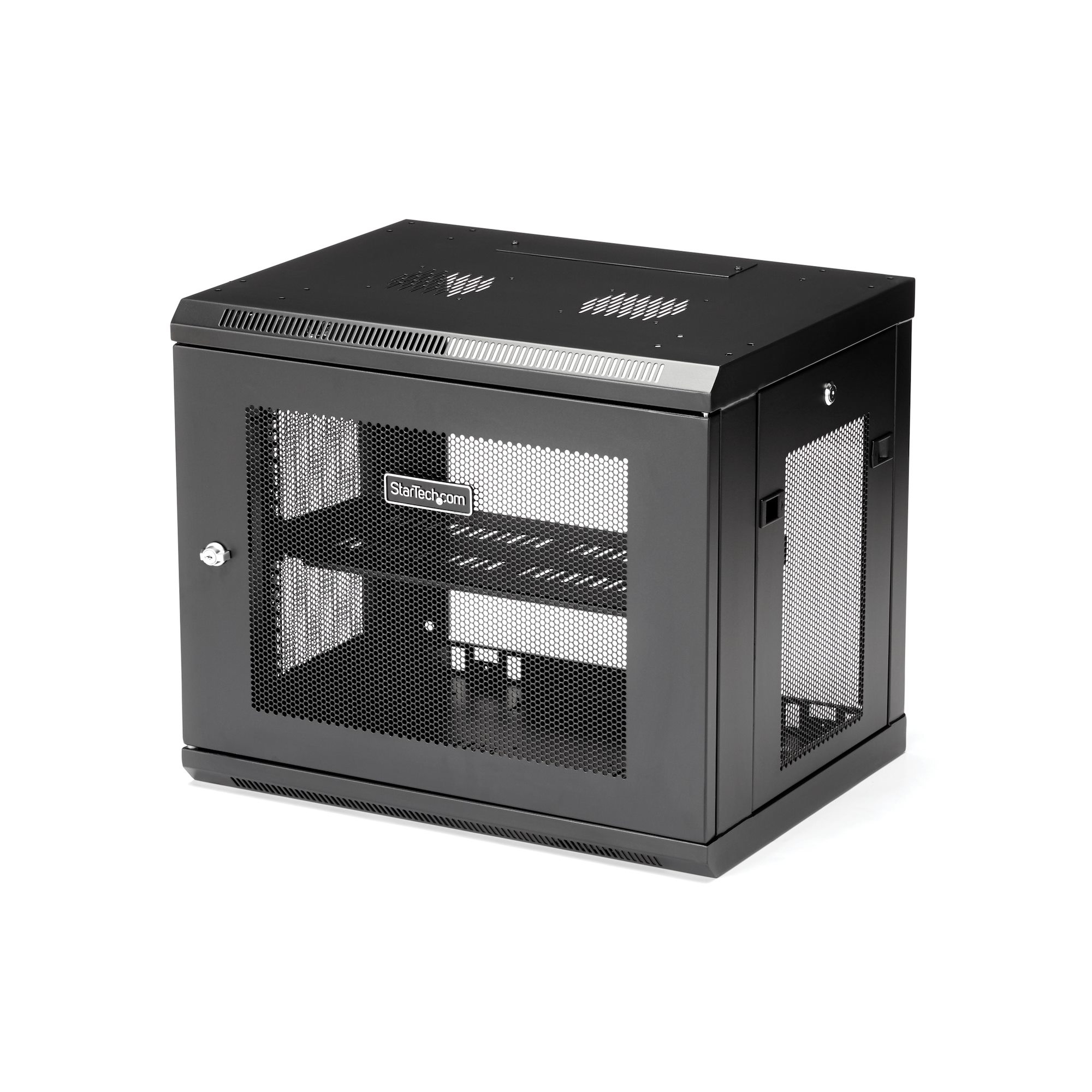 Armario Rack de Pared para Servidores 9U 19"2 Columnas y Estante 1U - Rack de Servidores de Montaje en Pared - Rack Ventilado para Equipo de Red
