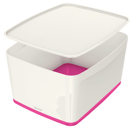 MyBox Bandeja de almacenamiento Rectangular Plástico Rosa, Blanco