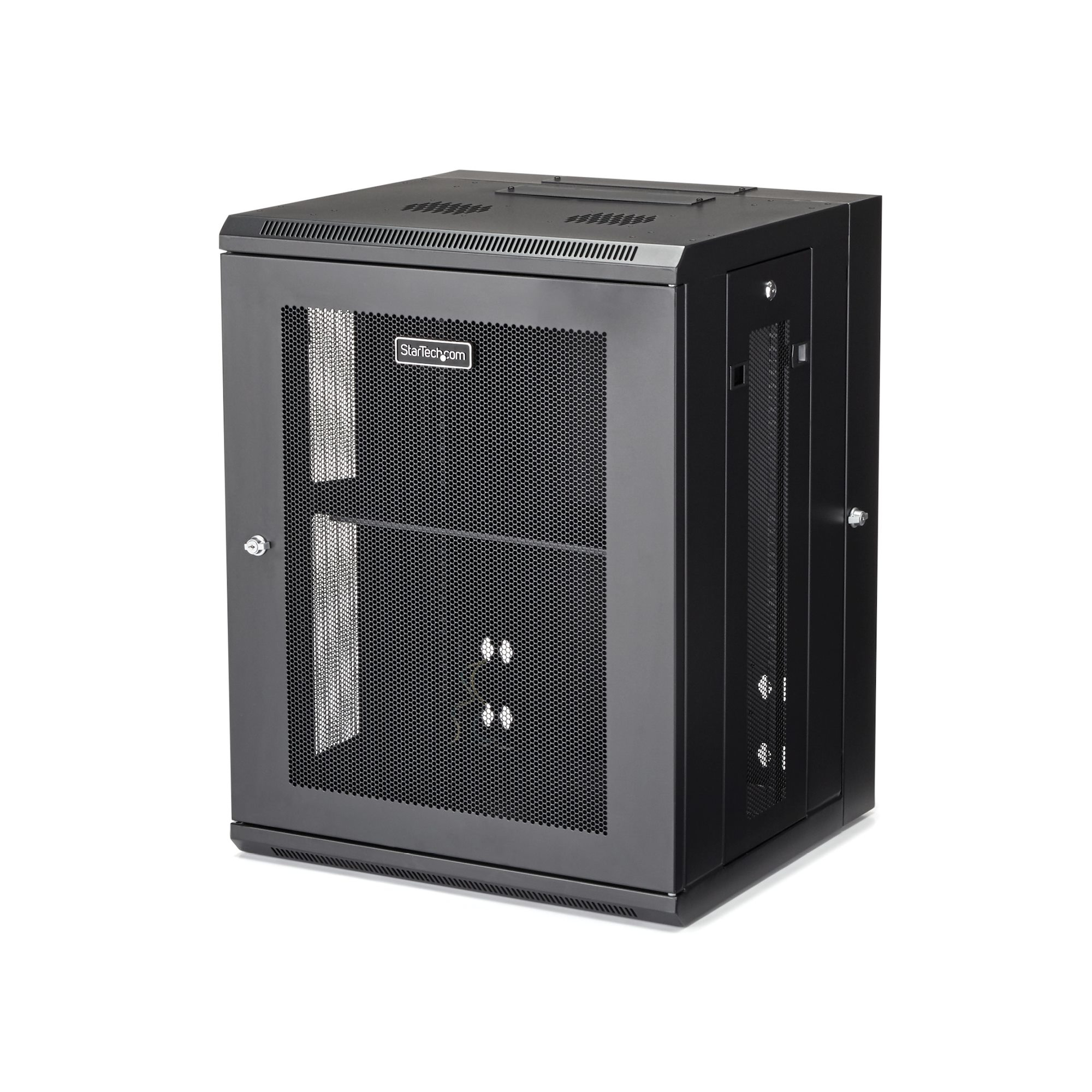 Armario Rack de Pared para Servidores 15U 19" 4 Columnas y Estante 1U - Rack de Servidores de Montaje en Pared con Bisagra - Rack Ventilado para Equipo de Red
