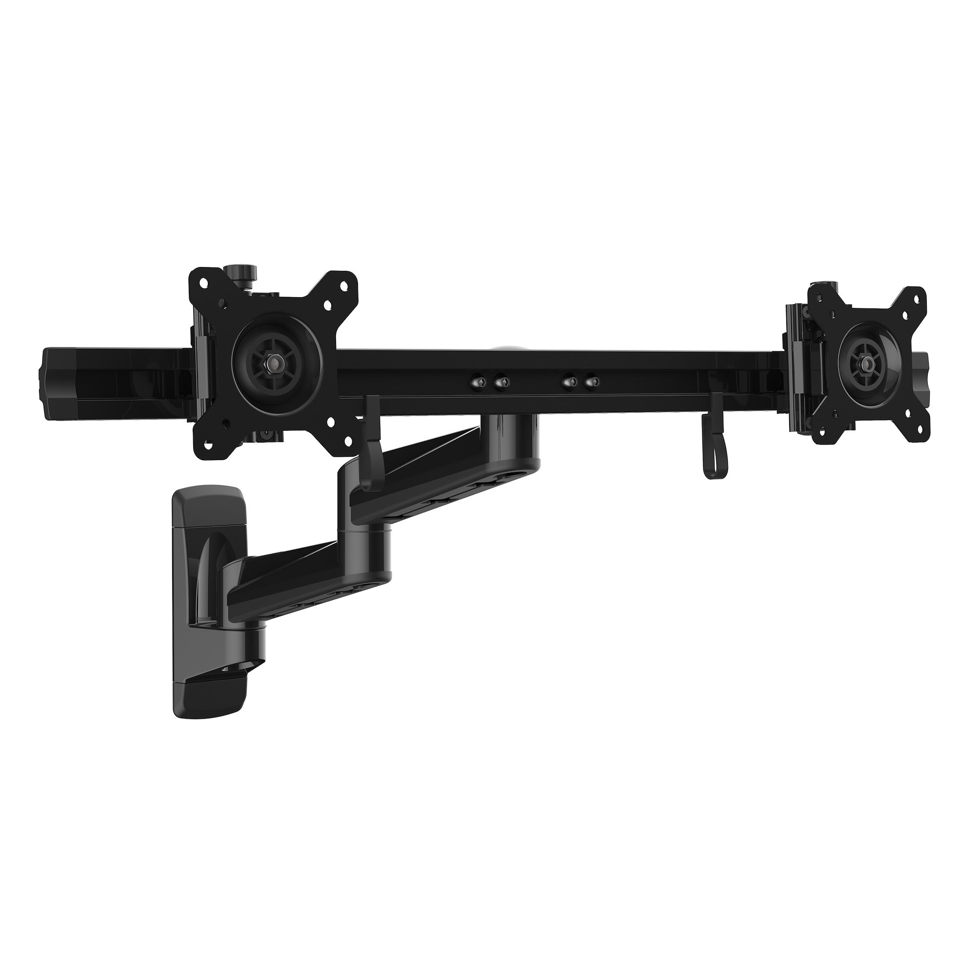 Brazo para Dos Monitores de Instalación en Pared - Soporte Ergonómico Articulado VESA 2 Monitores de 24" (5Kg) Barra Transversal de Ajuste Sincronizado - Inclinación/Giro/Rotación - Soporte de Montaje