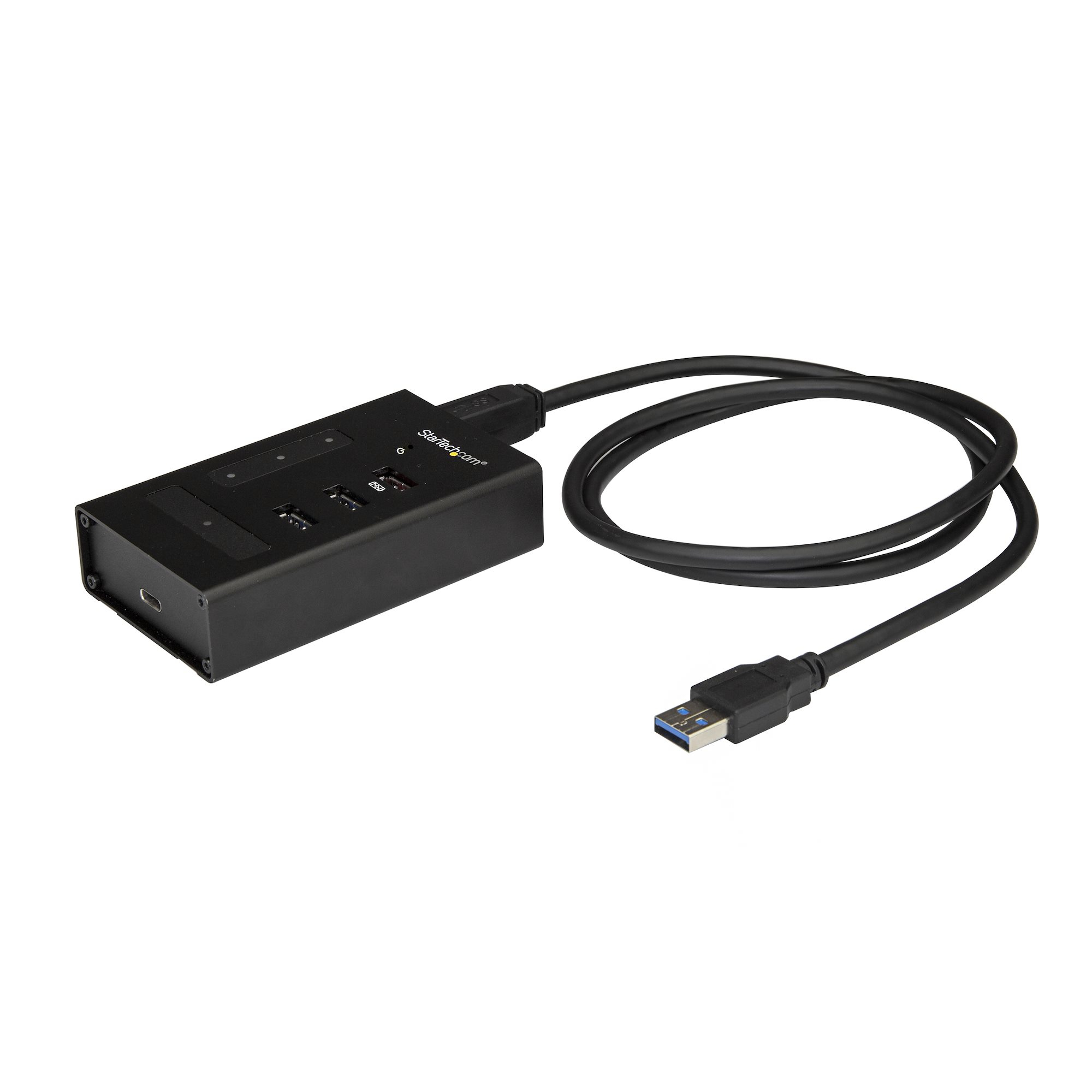Hub USB 3.0 de 4 Puertos - Ladrón USB Tipo-A a 1x USB-C y 3x USB-A - Hub Comercial USB de Metal - USB 3.2 Gen 1 SuperSpeed de 5Gbps - Autoalimentado - de Carga Rápida BC 1.2 - Resistente/Instalable