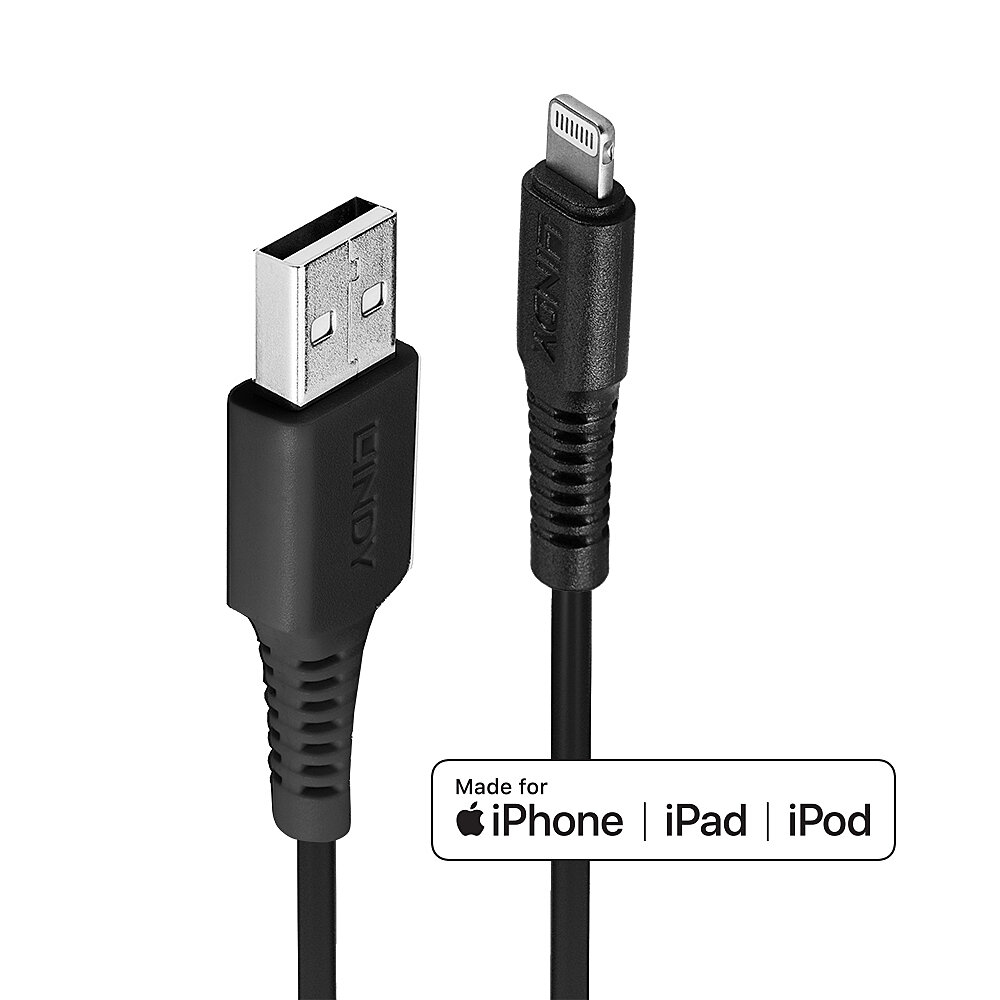 31322 cable de conector Lightning 3 m Negro