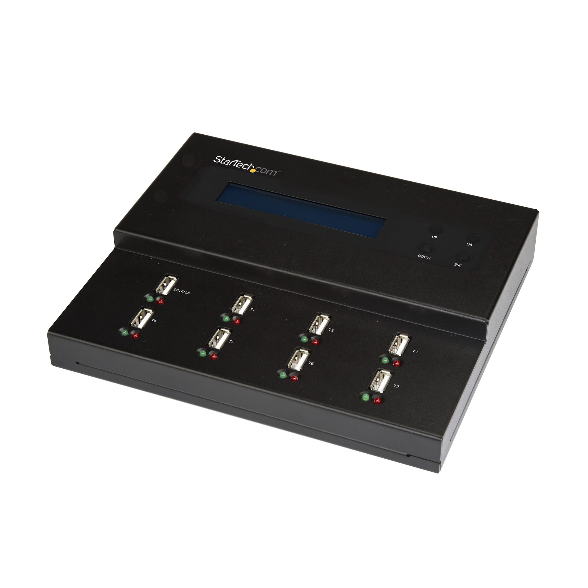 Clonador Autónomo 1:7 para Memorias USB - Copiador de Unidades de Memoria USB - Copia Sector por Sector de Sistema y Ficheros - 1,5 GB/min - Borrado de 3 Pasos - Pantalla LCD