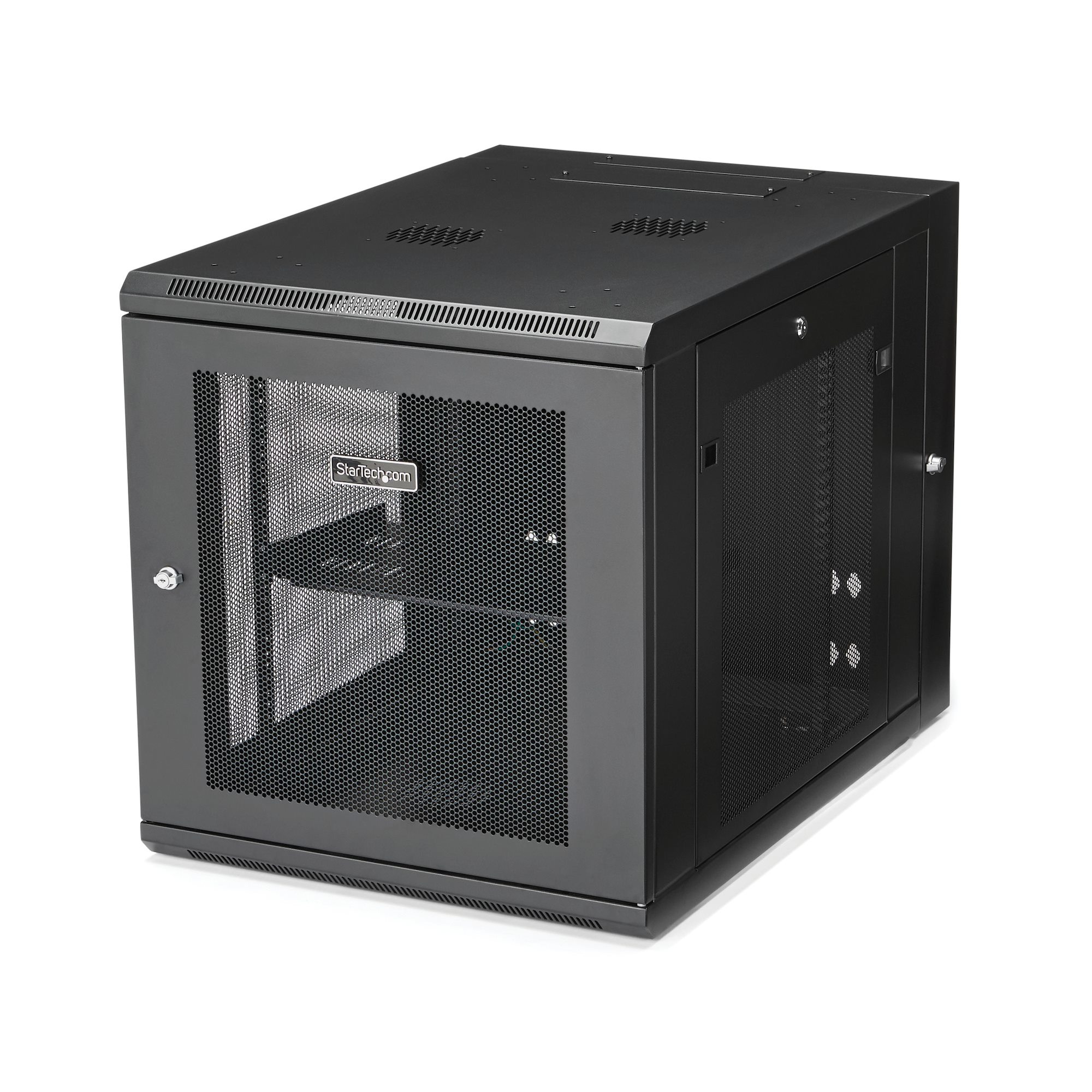 Armario Rack de Pared para Servidores 12U 19" 4 Columnas y Estante 1U - Rack de Servidores de Montaje en Pared con Bisagra - Rack Ventilado para Equipo de Red