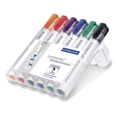 Lumocolor whiteboard marker 351 marcador 6 pieza(s) Punta redonda Negro, Azul, Verde, Naranja, Rojo, Violeta