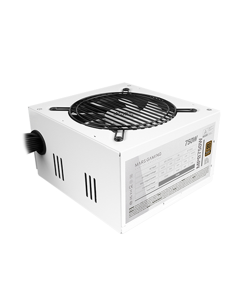 MPB750, Fuente Alimentación PC 750W ATX, 6 Años Garantía, 80Plus Bronze 230V EU, 90% Eficiencia, Ventilador FDB 120mm con Tecnología AI-RPM y Sistema Antivibración, Blanco