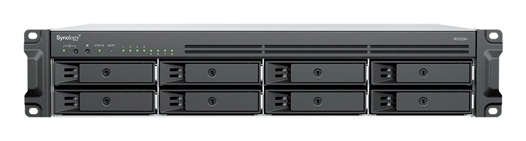 RackStation RS1226+ servidor de almacenamiento NAS Bastidor (2U) AMD Ryzen V1500B 4 GB DDR4 0 TB Synology DSM Negro
