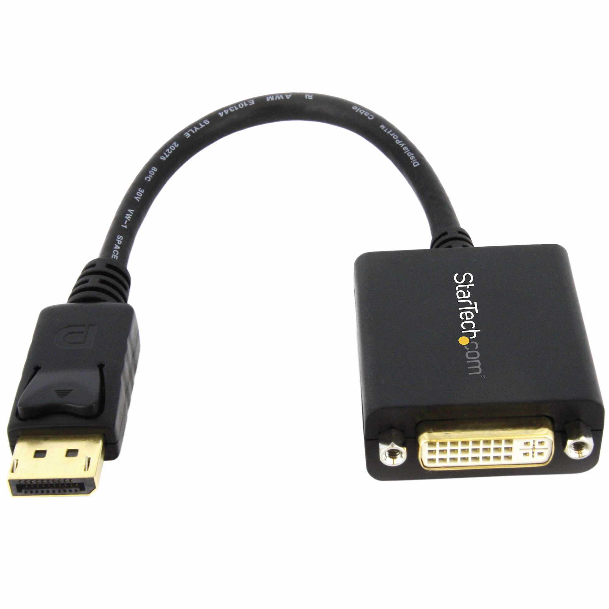 Adaptador de Vídeo DisplayPort a DVI - Conversor de Vídeo Displayport a DVI de 1080p - DVI-D - Cable Convertidor Tipo Dongle DP 1.2 a DVI - con Conector DisplayPort con Pestillos