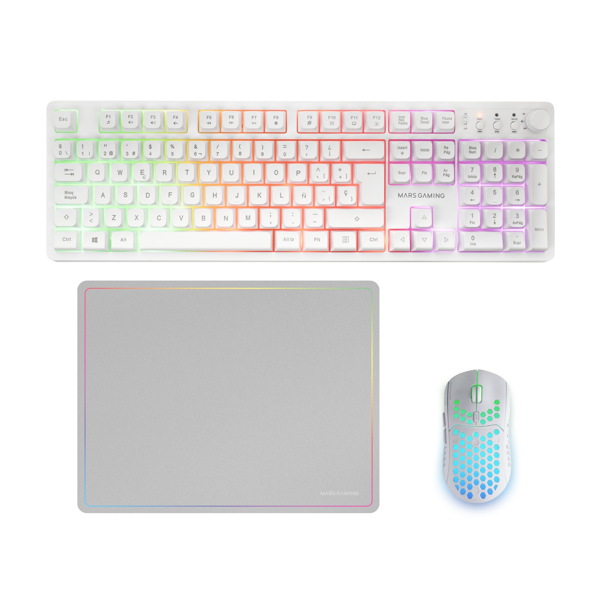 MCPWXWES teclado Ratón incluido Juego RF inalámbrica + USB QWERTY Español Blanco