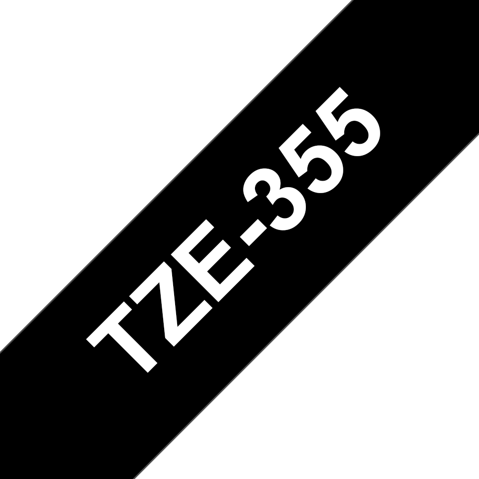 TZE-355 cinta para impresora de etiquetas Blanco sobre negro