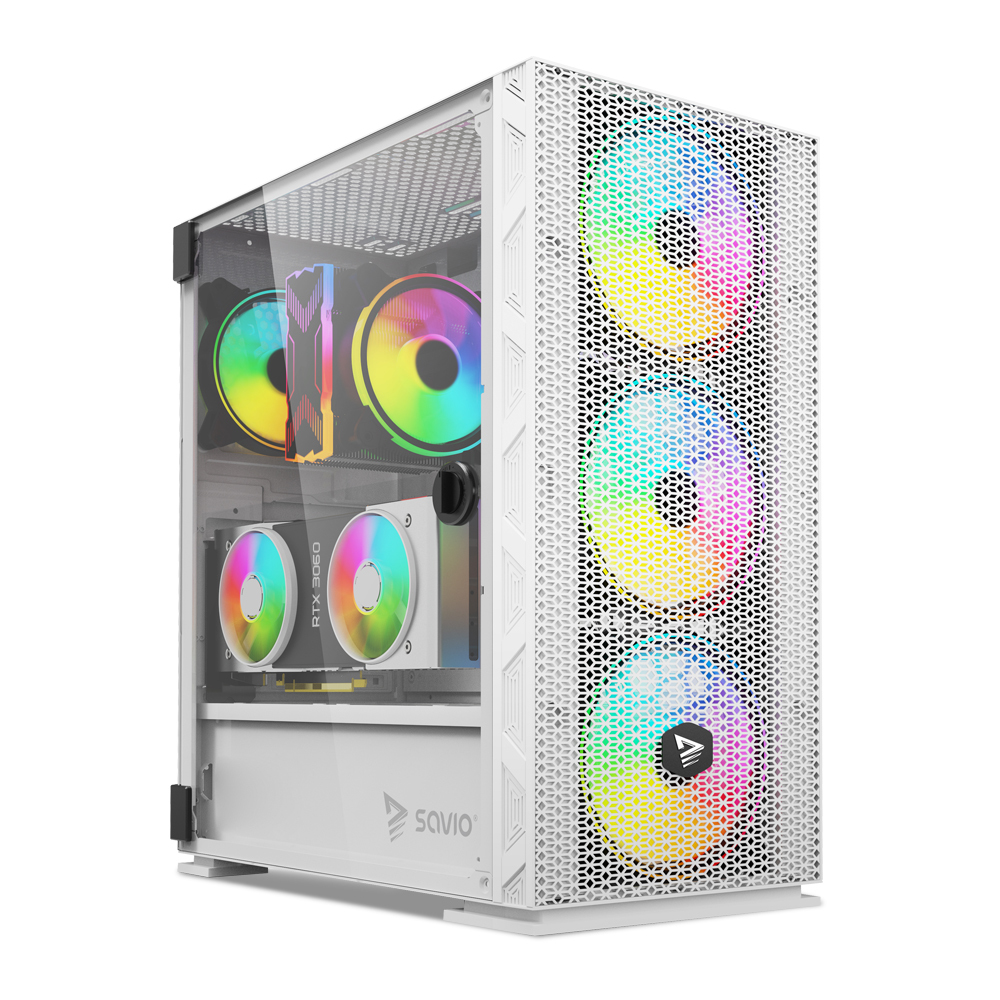 Raptor White X1 ARGB Glass/Mesh White Computer Case Midi Tower Blanco
