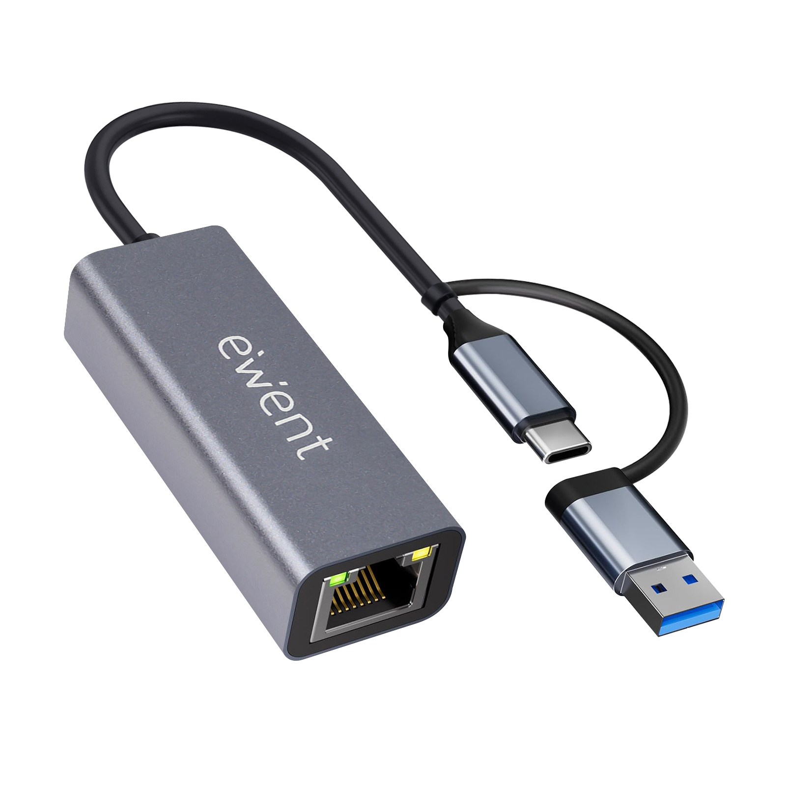 EW9819 hub de interfaz USB 3.2 Gen 1 (3.1 Gen 1) Type-A + Type-C 1000 Mbit/s Gris