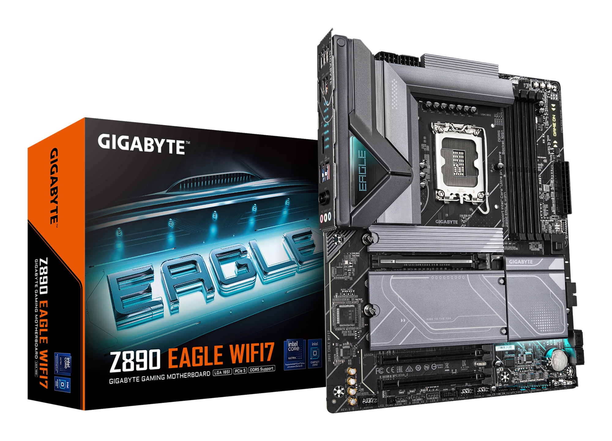Placa base Z890 EAGLE WIFI7 - Compatible con CPUs Intel Core Ultra (Serie 2), VRM de 14+1+2 fases, hasta 8800MHz DDR5 (OC), 1xPCIe 5.0 + 3xPCIe 4.0, Wi-Fi 7, LAN 2.5GbE, USB 4