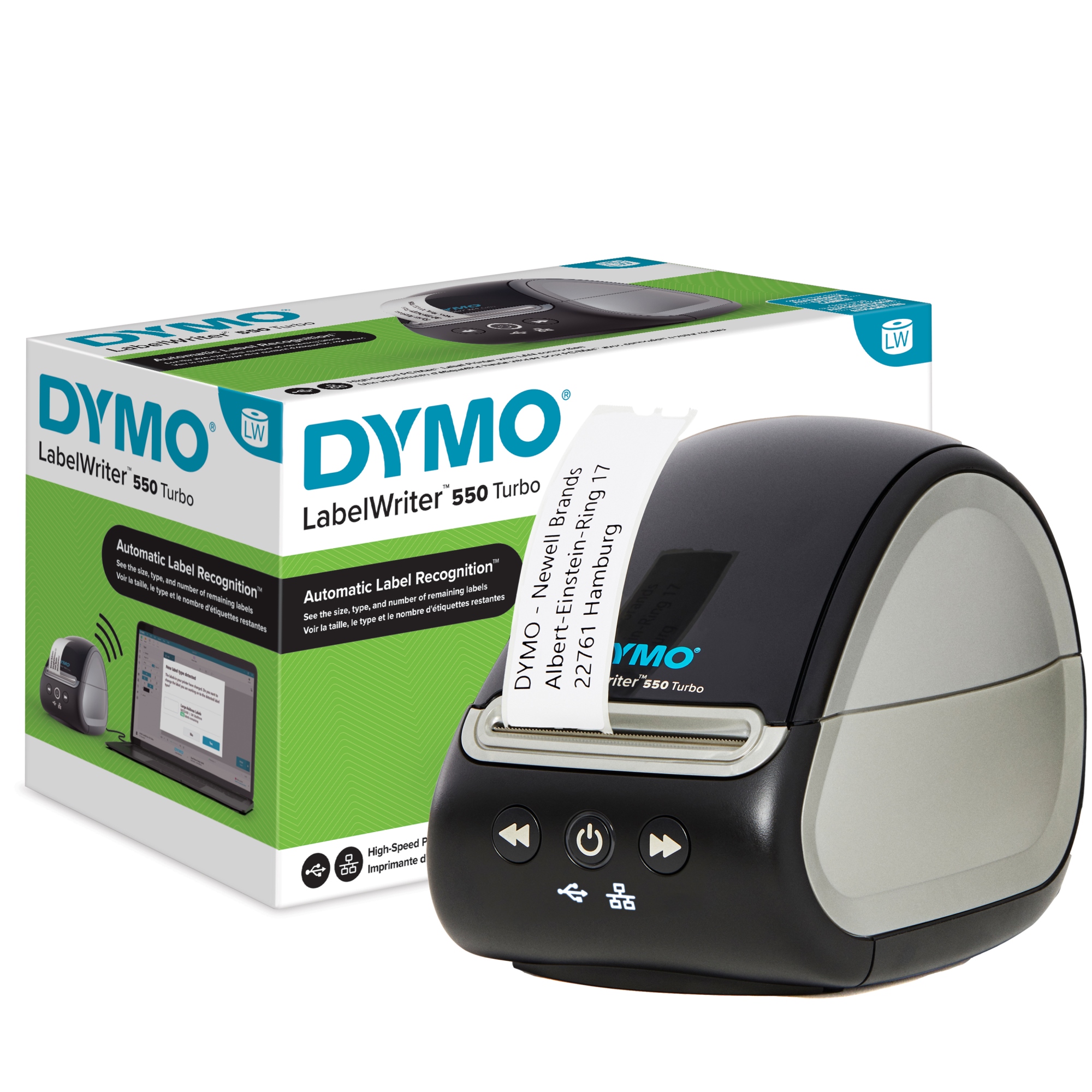 LabelWriter 550 Turbo Impresora de etiquetas | Rotuladora con impresión térmica directa de alta velocidad | Reconocimiento automático de etiquetas | Imprime etiquetas de envío y mucho más