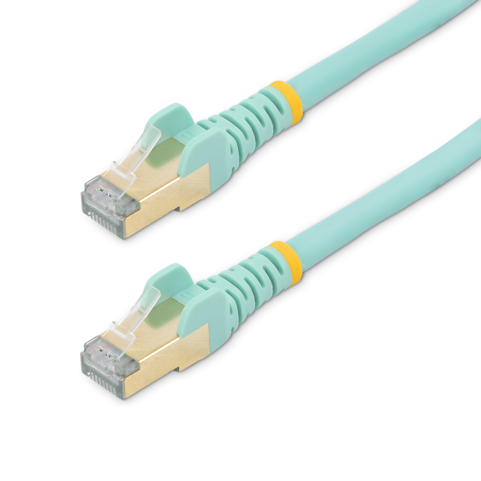 Cable 50cm Ethernet CAT6a - Cable de Red de 10 Gigabits Blindado Snagless RJ45 PoE de 100W - Latiguillo STP de 10GbE con Alivio de Tensión - Fluke - UL - TIA - Aqua
