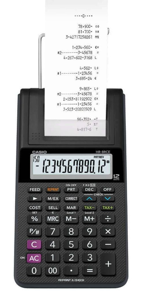 HR-8RCE-BK calculadora Escritorio Calculadora de impresión Negro