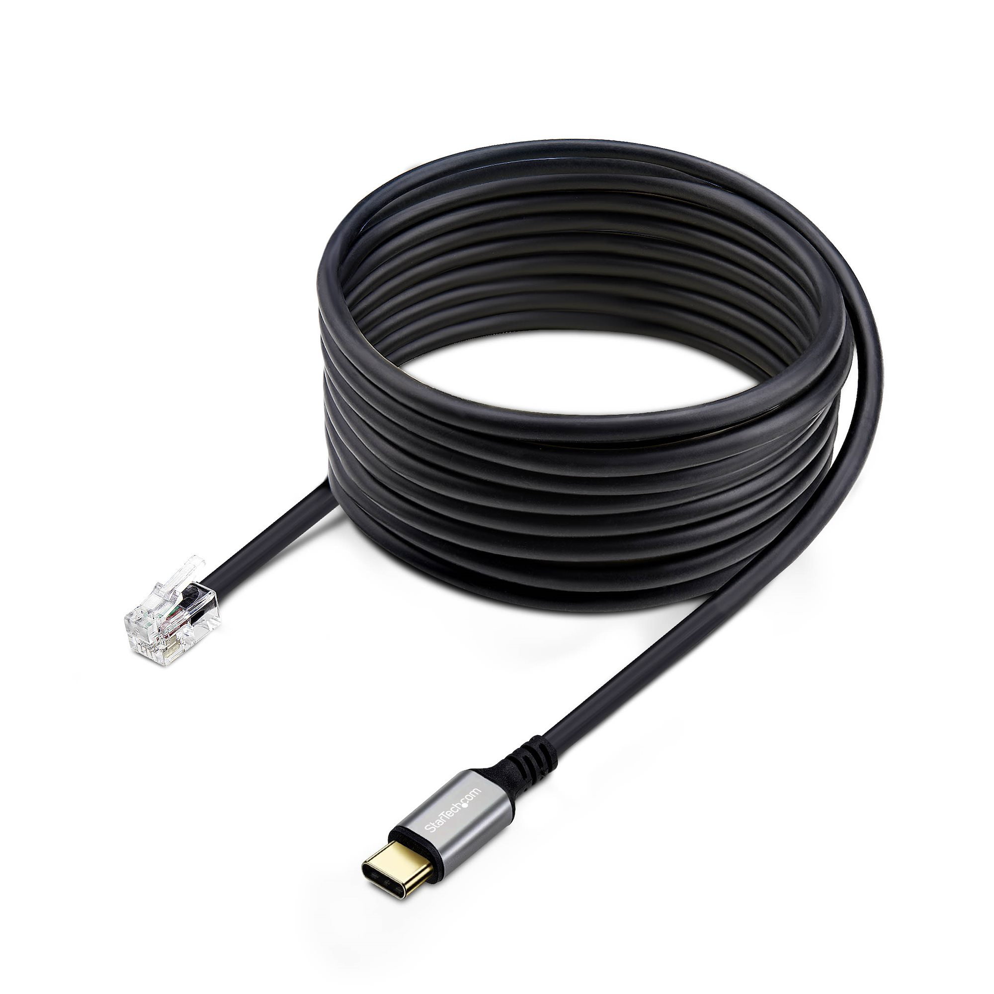 Adaptador USB-C a RJ9 para Auriculares con Micrófono - Adaptador USB Tipo C a RJ9 con Cable de 1,8m - Adaptador para Teléfonos, Ordenadores de Sobremesa o Portátiles