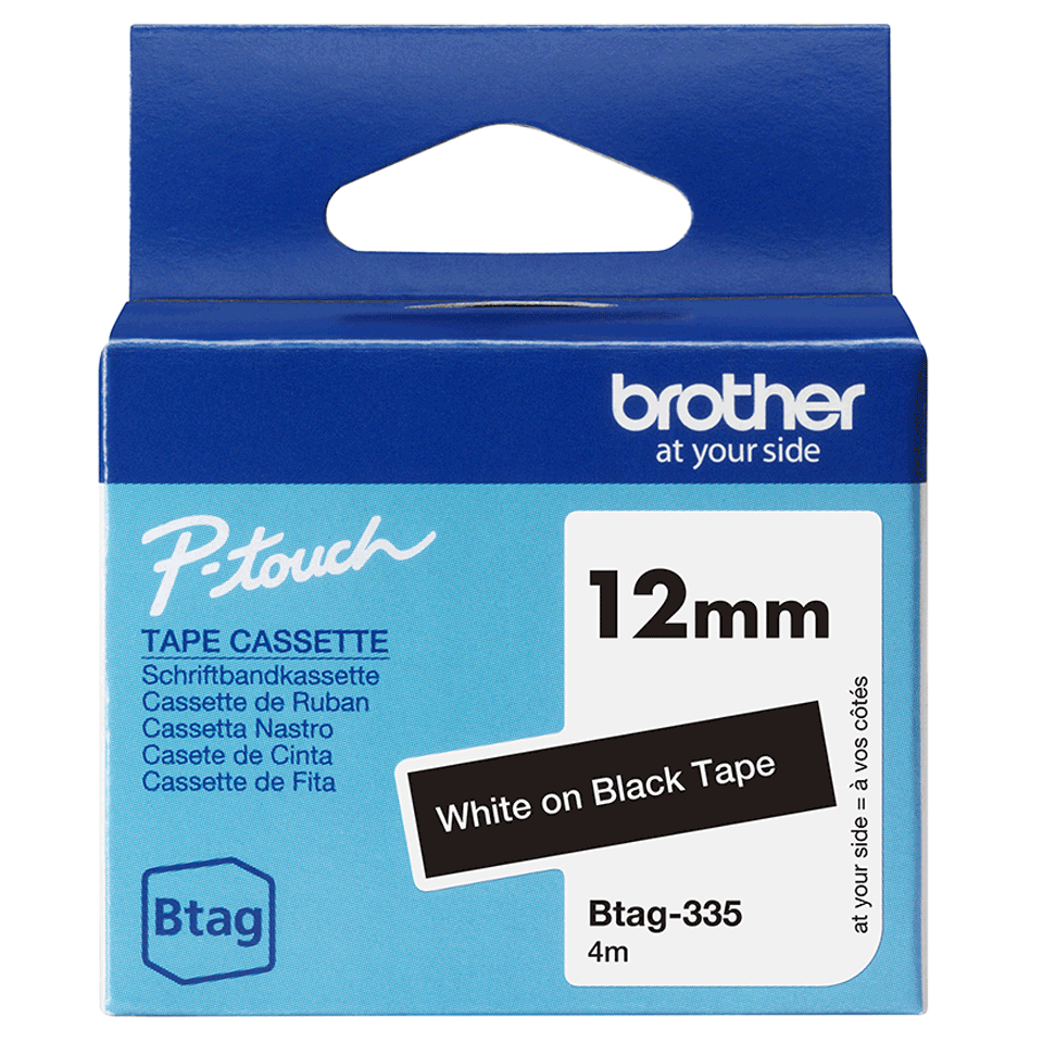 BTAG-335 cinta para impresora de etiquetas Blanco sobre negro