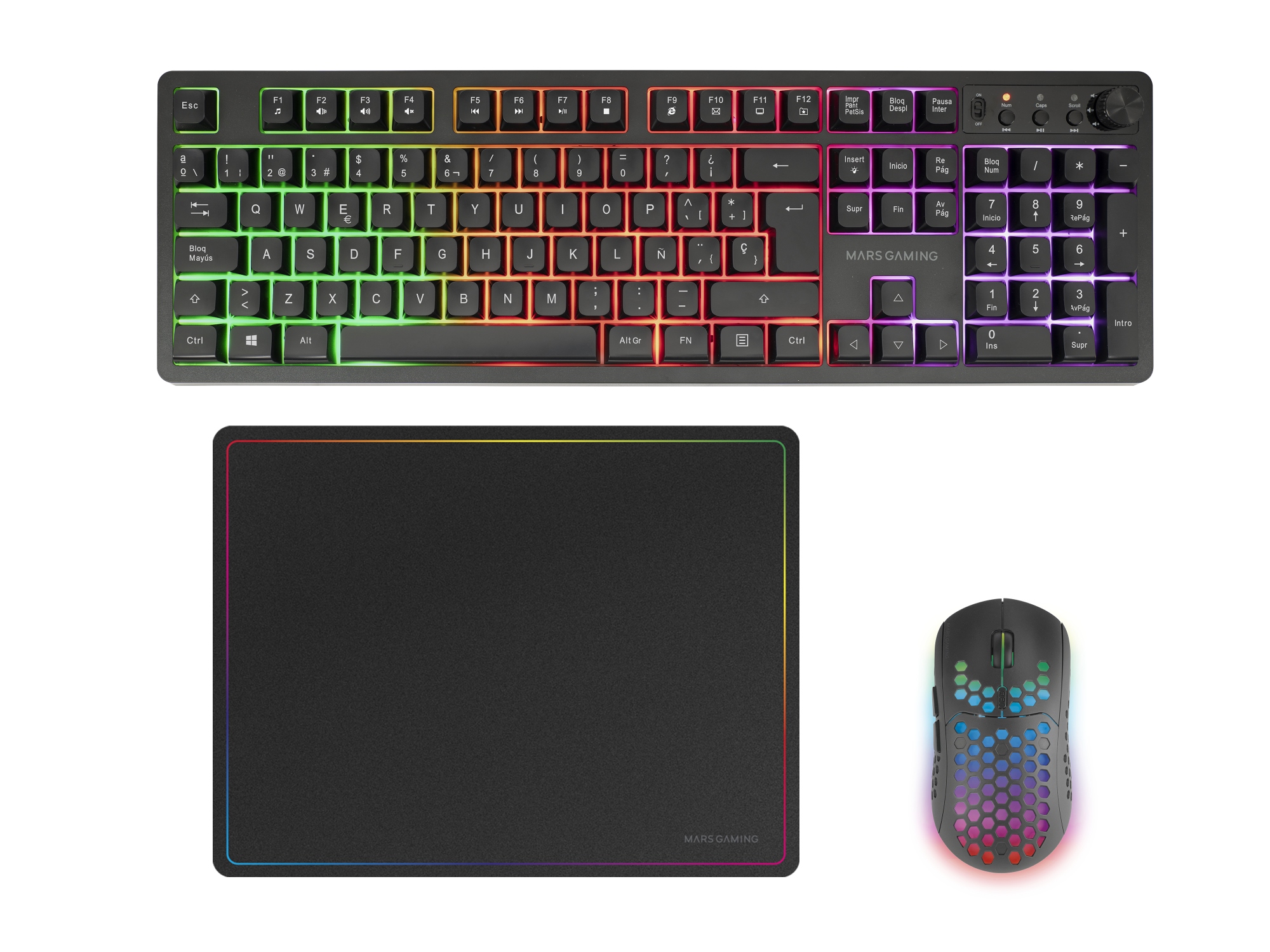 MCPWXES teclado Ratón incluido Juego RF inalámbrica + USB QWERTY Español Negro