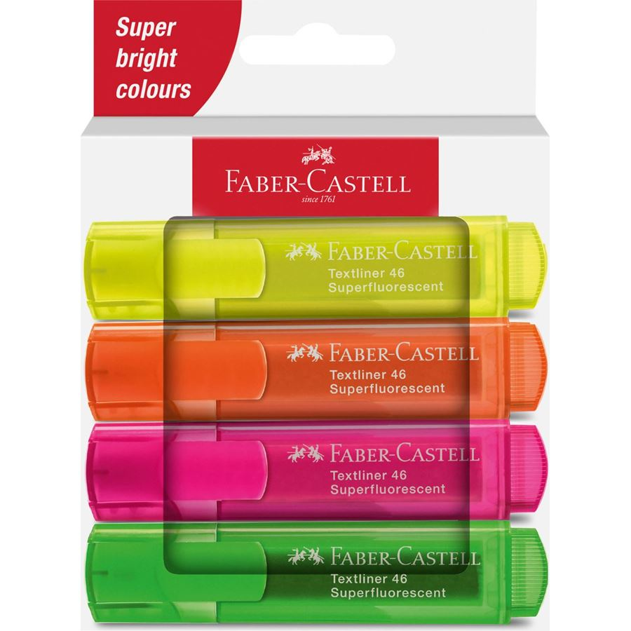 Textmarker 46 Superfluorescent marcador 4 pieza(s) Punta de cincel Verde, Naranja, Rosa, Amarillo