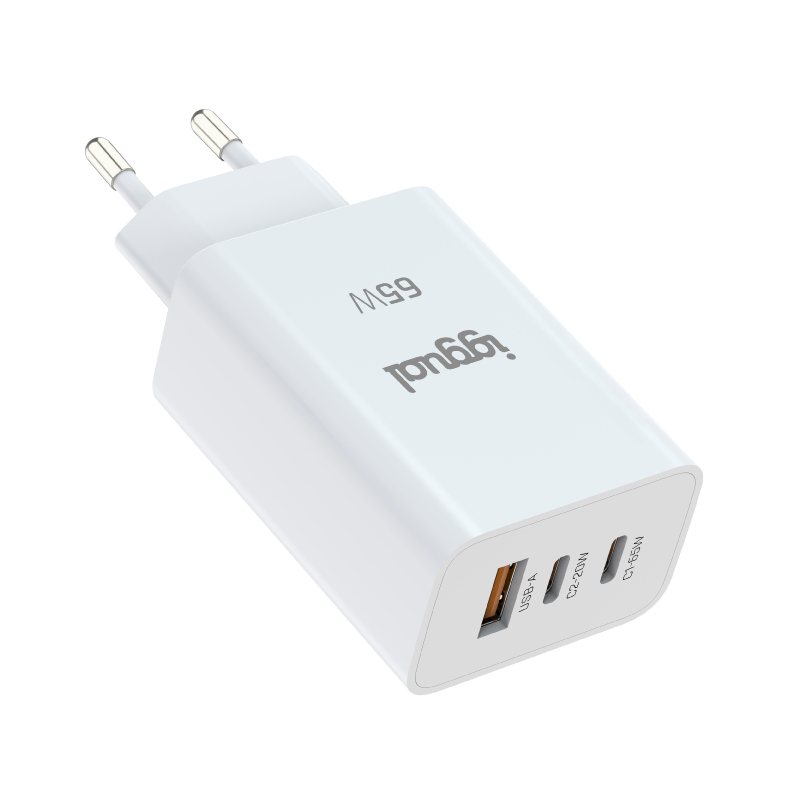 Cargador triple USB-A + 2 x tipo C GaN 65W