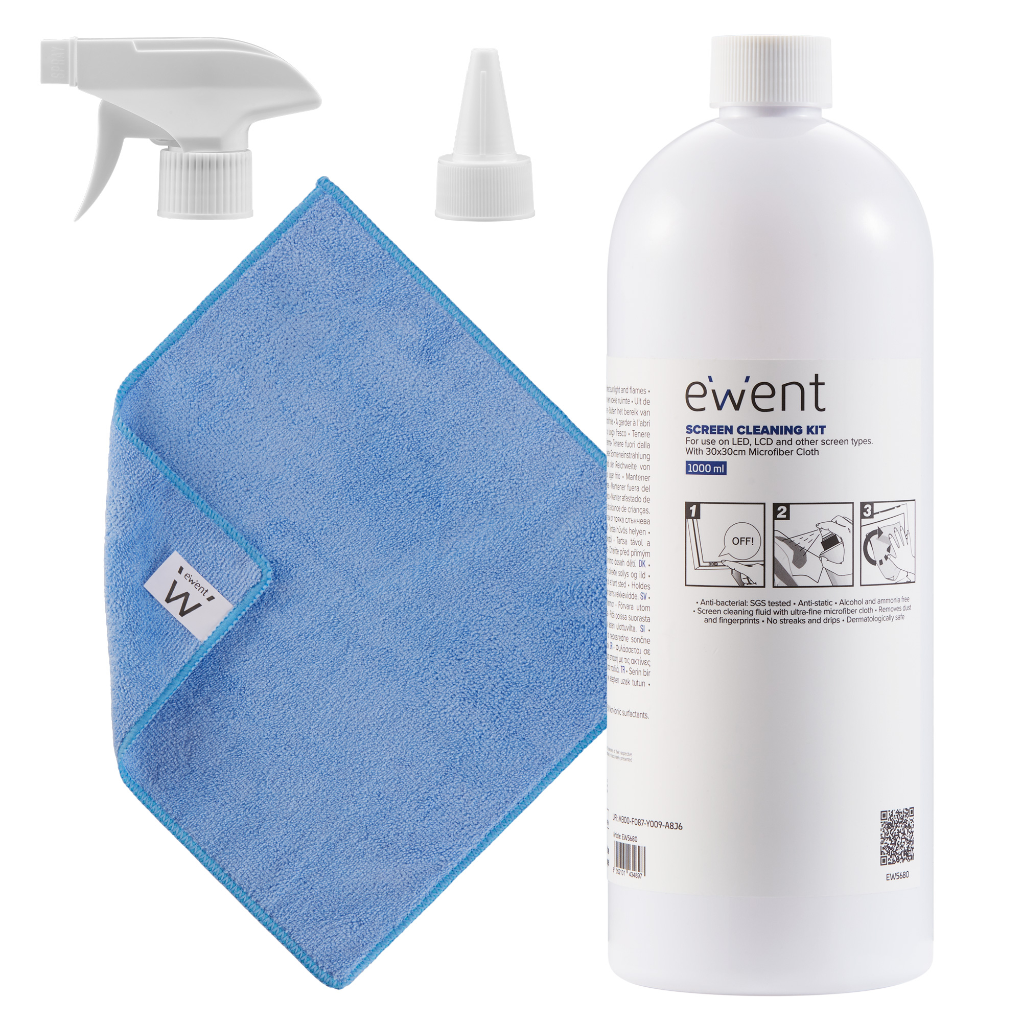 EW5680 kit de limpieza para computadora Pantallas / Plásticos, Universal Kit de limpieza para equipos 1000 ml