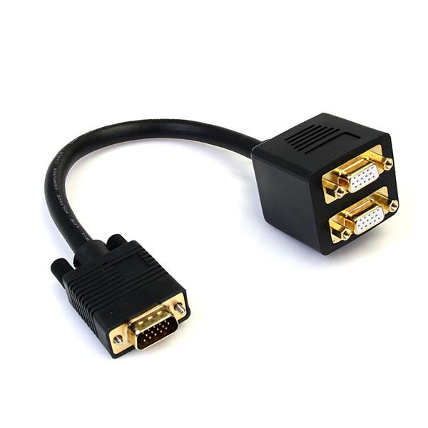 Cable de 0,3m Splitter Divisor VGA a VGA - Cable Multiplicador de Vídeo Macho a Hembra para Dos Monitores